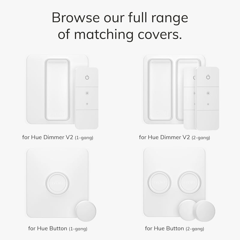 IYOKI Pro Switch Cover Philips Smart Button kapcsolóvédő, Hue kompatibilis adapter, 1-sebességes, matt műanyag, 2 darabos csomag