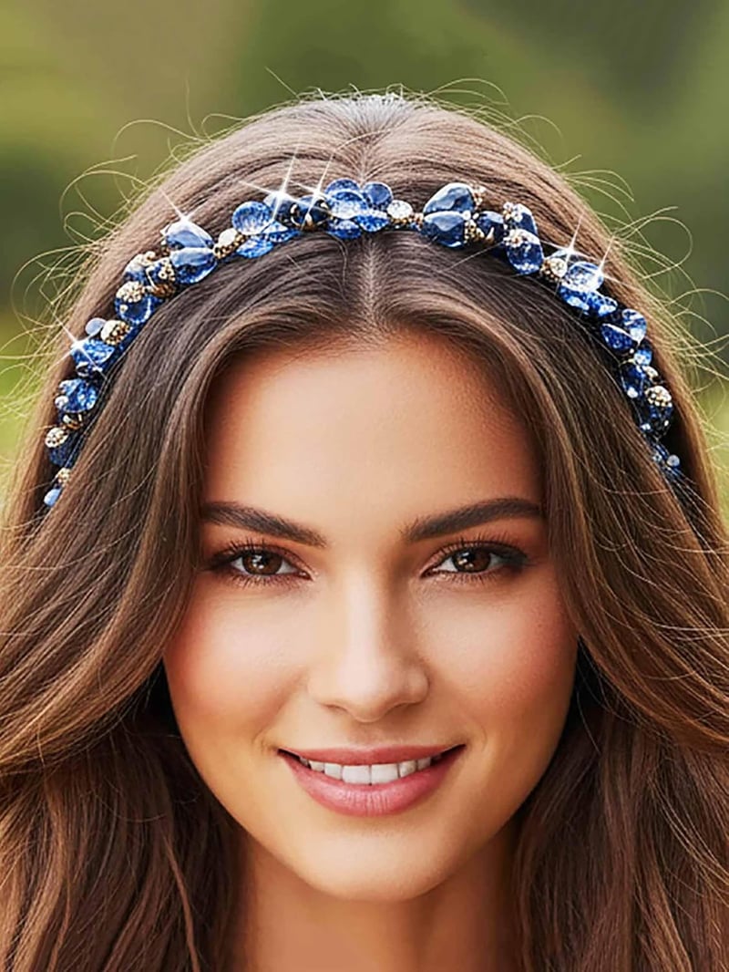 IYOU Vintage Kristály Hajpánt Kék Strasszos Hajdísz Női Alkalmi Frizura Kiegészítő Buli Bálhoz