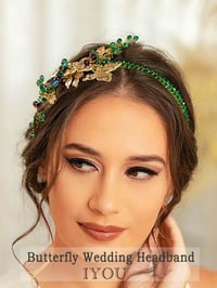 IYOU Zöld Kristályos Pillangó Hajpánt - Elegáns Esküvői Fejdísz Menyasszonyoknak, Koszorúslányoknak és Vendégeknek - Női Hajékszer 3