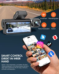 Autokamera iZEEKER 4K s 32GB kartou, 3-kanálová palubná kamera (predná, zadná a vnútorná), WiFi 6, IR nočné videnie, G-senzor, parkovací režim, WDR 4