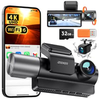 Autokamera iZEEKER 4K s 32GB kartou, 3-kanálová palubná kamera (predná, zadná a vnútorná), WiFi 6, IR nočné videnie, G-senzor, parkovací režim, WDR 1