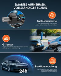 Autokamera iZEEKER 4K s 32GB kartou, 3-kanálová palubná kamera (predná, zadná a vnútorná), WiFi 6, IR nočné videnie, G-senzor, parkovací režim, WDR 6