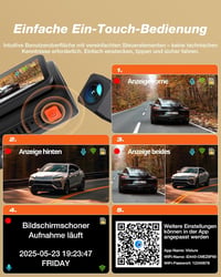 Cameră auto iZEEKER 4K față și 1080P spate, cu WiFi, sistem dual de înregistrare, ecran IPS de 2.99 inchi, vedere nocturnă, senzor G și card SD de 32GB, monitorizare parcare 7