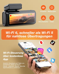 Cameră auto iZEEKER 4K față și 1080P spate, cu WiFi, sistem dual de înregistrare, ecran IPS de 2.99 inchi, vedere nocturnă, senzor G și card SD de 32GB, monitorizare parcare 4