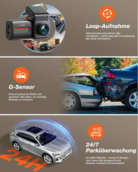 Cameră auto iZEEKER 4K față și 1080P spate, cu WiFi, sistem dual de înregistrare, ecran IPS de 2.99 inchi, vedere nocturnă, senzor G și card SD de 32GB, monitorizare parcare 6