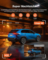 Cameră auto iZEEKER 4K față și 1080P spate, cu WiFi, sistem dual de înregistrare, ecran IPS de 2.99 inchi, vedere nocturnă, senzor G și card SD de 32GB, monitorizare parcare 5