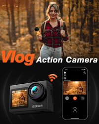 Akčná kamera iZEEKER 4K 24MP, vodotesná do 40 m, duálny displej, EIS, 170° zorný uhol, WiFi, diaľkové ovládanie, externý mikrofón, 2x 1350mAh batéria, sada príslušenstva 6