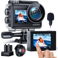 Akčná kamera iZEEKER 4K 24MP, vodotesná do 40 m, duálny displej, EIS, 170° zorný uhol, WiFi, diaľkové ovládanie, externý mikrofón, 2x 1350mAh batéria, sada príslušenstva 1