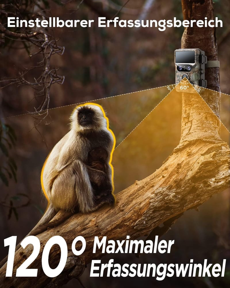 iZEEKER 4K 48MP WiFi vadkamera, dupla lencsével és éjjellátóval, 32GB SD-kártyával