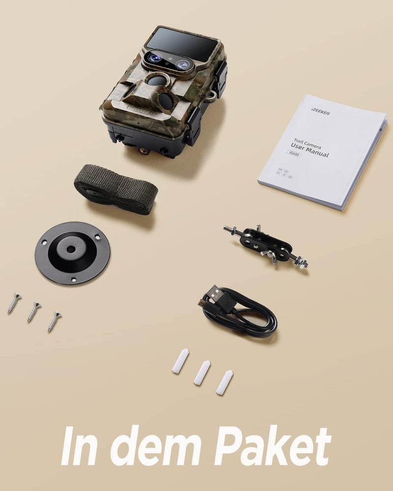 iZEEKER 4K 48MP WiFi vadkamera, dupla lencsével és éjjellátóval, 32GB SD-kártyával