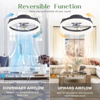 IZOWE 40 cm LED Mennyezeti Ventilátor Távirányítóval 6 Fokozat Dimmelhető Fekete 4