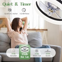 IZOWE 40 cm LED Mennyezeti Ventilátor Távirányítóval 6 Fokozat Dimmelhető Fekete 5