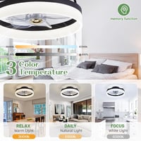 IZOWE 40 cm LED Mennyezeti Ventilátor Távirányítóval 6 Fokozat Dimmelhető Fekete 3