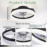 IZOWE 40 cm LED Mennyezeti Ventilátor Távirányítóval 6 Fokozat Dimmelhető Fekete 7