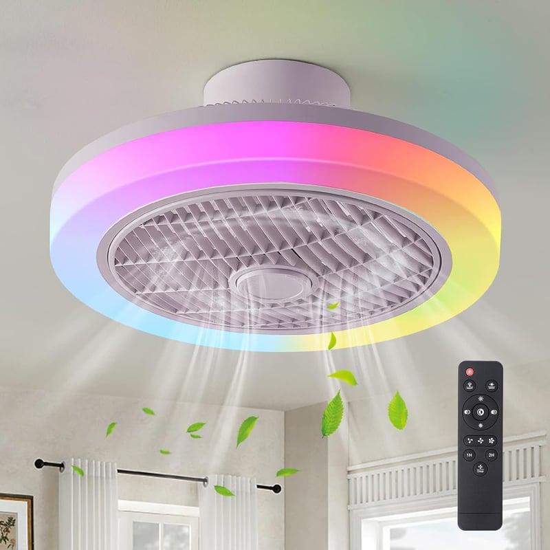 IZOWE RGB LED Mennyezeti Ventilátor 45cm Távirányítóval Dimmelhető Lámpa