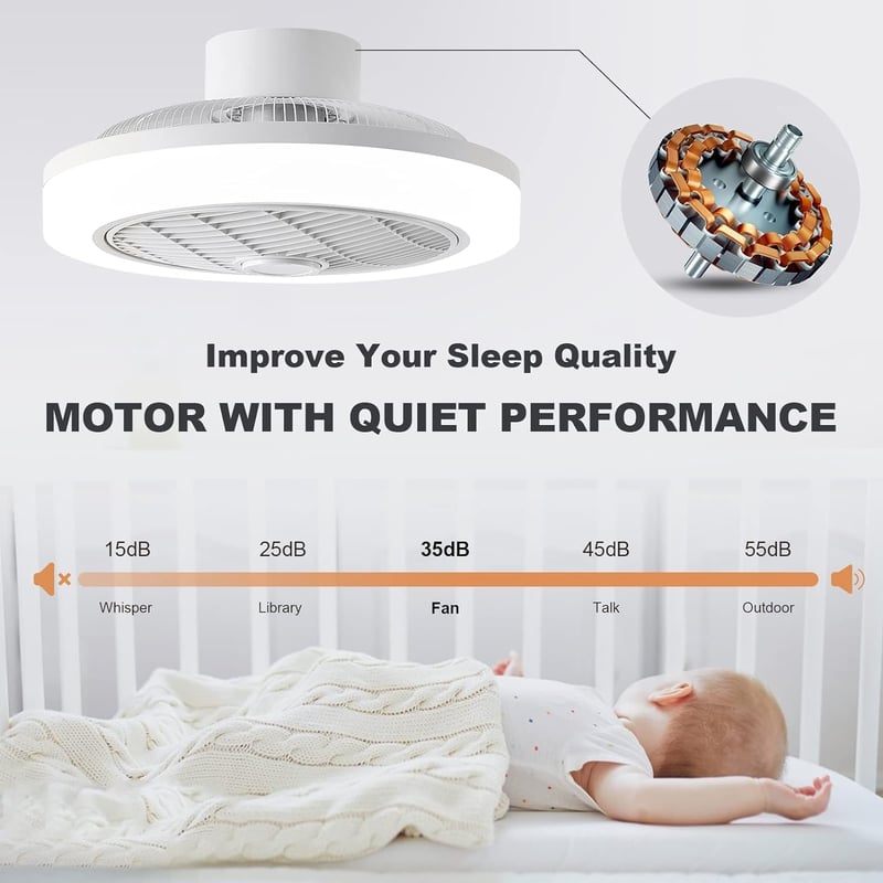 IZOWE RGB LED Mennyezeti Ventilátor 45cm Távirányítóval Dimmelhető Lámpa
