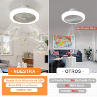 IZOWE RGB LED Mennyezeti Ventilátor 45cm Távirányítóval Dimmelhető Lámpa 5