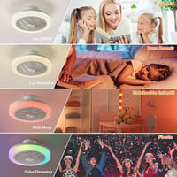 IZOWE RGB LED Mennyezeti Ventilátor 45cm Távirányítóval Dimmelhető Lámpa 2
