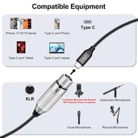 J&D USB-C XLR mikrofon kábel 2m, iPhone 16/17 és MacBook kompatibilis 4