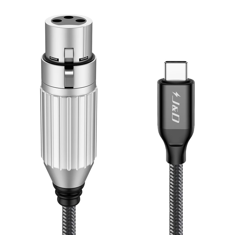 J&D USB-C XLR mikrofon kábel 2m, iPhone 16/17 és MacBook kompatibilis