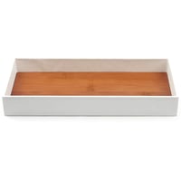 J JACKCUBE DESIGN MK205B Bőr Bambusz Rendszerező Tálca Fehér 30,5x13,7x4,1 cm Fürdőszoba Ékszer Parfüm Kulcs Telefon Smink Tárolóhoz 6