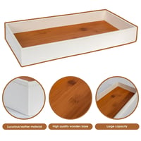 J JACKCUBE DESIGN MK205B Bőr Bambusz Rendszerező Tálca Fehér 30,5x13,7x4,1 cm Fürdőszoba Ékszer Parfüm Kulcs Telefon Smink Tárolóhoz 5