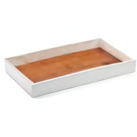 J JACKCUBE DESIGN MK205B Bőr Bambusz Rendszerező Tálca Fehér 30,5x13,7x4,1 cm Fürdőszoba Ékszer Parfüm Kulcs Telefon Smink Tárolóhoz 8