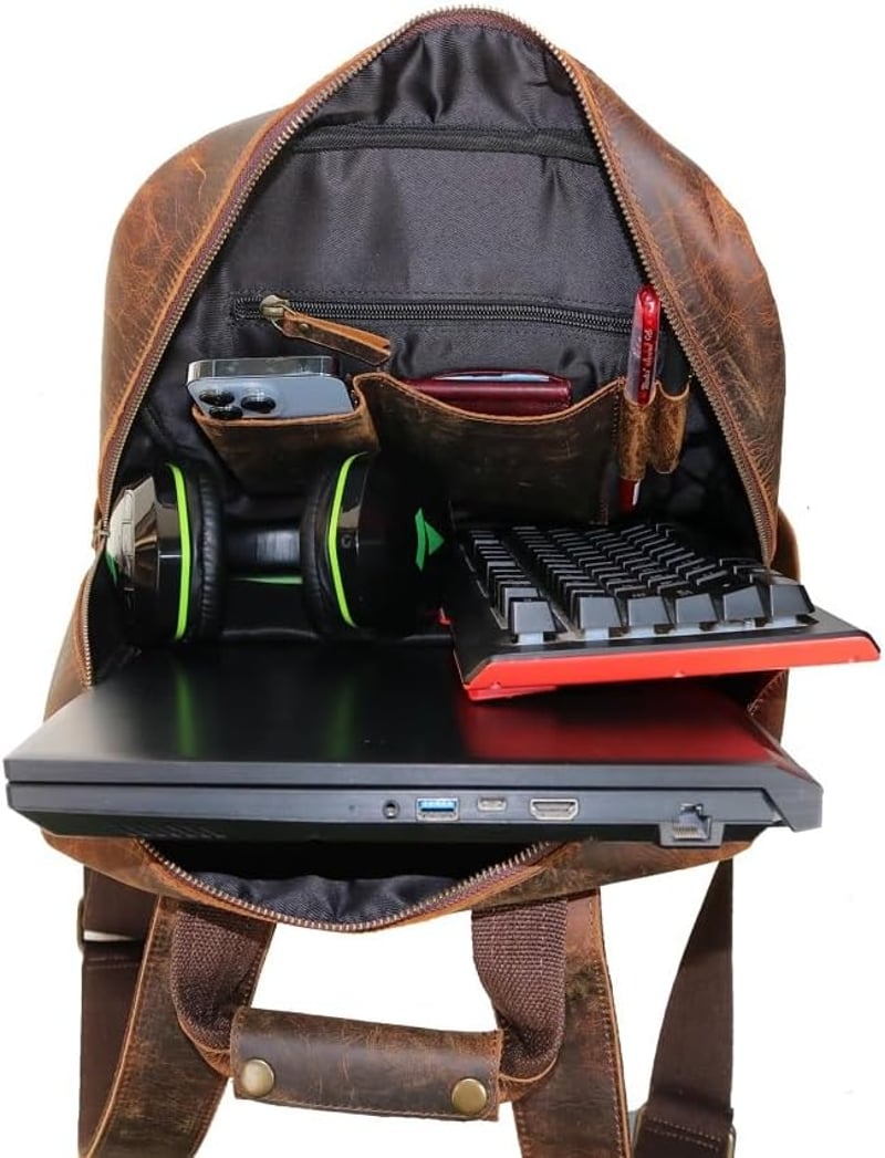 Jaald 55cm valódi bőr hátizsák vízálló utazás túrázás iskolai laptop