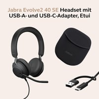 Káblový stereo headset Jabra Evolve2 40 SE s potlačením hluku, technológiou 3 mikrofónov a USB-C káblom, certifikovaný pre MS Teams, čierny 8