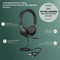 Káblový stereo headset Jabra Evolve2 40 SE s potlačením hluku, technológiou 3 mikrofónov a USB-C káblom, certifikovaný pre MS Teams, čierny 2