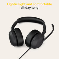 Káblový stereo headset Jabra Evolve2 50 s technológiou AirComfort, aktívnym potlačením hluku, certifikáciou pre MS Teams – čierny 2