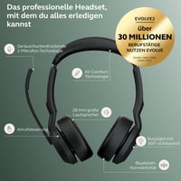 Bezdrôtové stereofónne slúchadlá Jabra Evolve2 55 s technológiou Bluetooth, mikrofónom s potlačením hluku, ANC, certifikáciou MS Teams, 18-hodinovou výdržou batérie, čierne 3