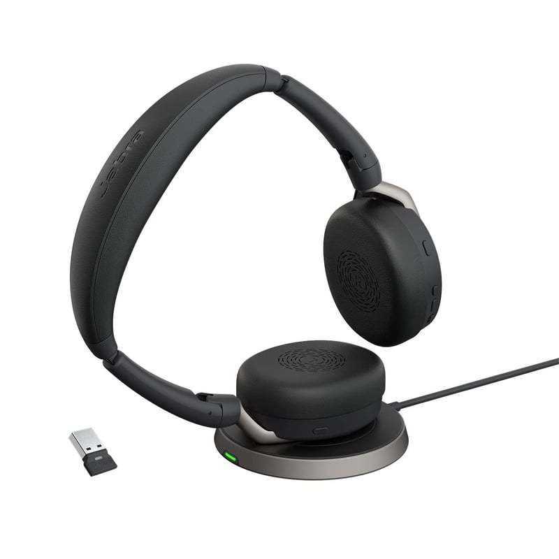 Bezdrôtové stereofónne Bluetooth slúchadlá Jabra Evolve2 65 Flex s potlačením hluku, technológiou ClearVoice a hybridným ANC, kompatibilné s platformami UC, čierne