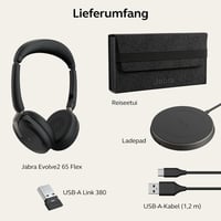 Bezdrôtové stereofónne Bluetooth slúchadlá Jabra Evolve2 65 Flex s potlačením hluku, technológiou ClearVoice a hybridným ANC, kompatibilné s platformami UC, čierne 9