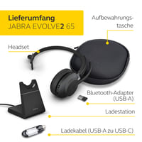 Căști mono wireless Jabra Evolve2 65 cu microfon, USB-A, Negru 8