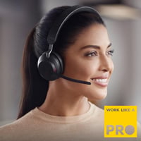 Bezdrôtové PC slúchadlá Jabra Evolve2 65 s nabíjacím stojanom, stereofónne slúchadlá s potlačením hluku a certifikáciou UC, dlhá výdrž batérie, USB-A Bluetooth adaptér 2