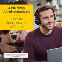 Bezdrôtové PC slúchadlá Jabra Evolve2 65 s nabíjacím stojanom, stereofónne slúchadlá s potlačením hluku a certifikáciou UC, dlhá výdrž batérie, USB-A Bluetooth adaptér 3