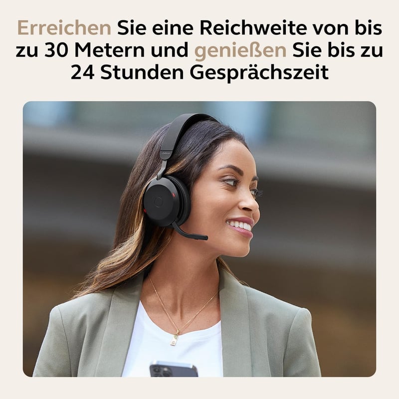 Jabra Evolve2 75 vezeték nélküli PC fejhallgató aktív zajszűréssel és Teams kompatibilitás - Optimised for Microsoft Teams, Teams, USB-A dongle