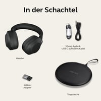 Bezdrôtové slúchadlá Jabra Evolve2 85 s potlačením hluku, certifikáciou Microsoft Teams a USB-A Bluetooth adaptérom, čierne 7