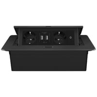 JACEPFY Priză de masă încorporabilă cu 2 prize și 2 porturi USB, cu încărcare USB-C PD18W, prelungitor pop-up negru pentru montare în blat 2