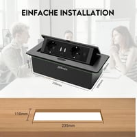 JACEPFY Priză de masă încorporabilă cu 2 prize și 2 porturi USB, cu încărcare USB-C PD18W, prelungitor pop-up negru pentru montare în blat 4