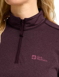 Dámske turistické tričko Jack Wolfskin Sky Thermal Hz – farba amarantová, veľkosť XL 3