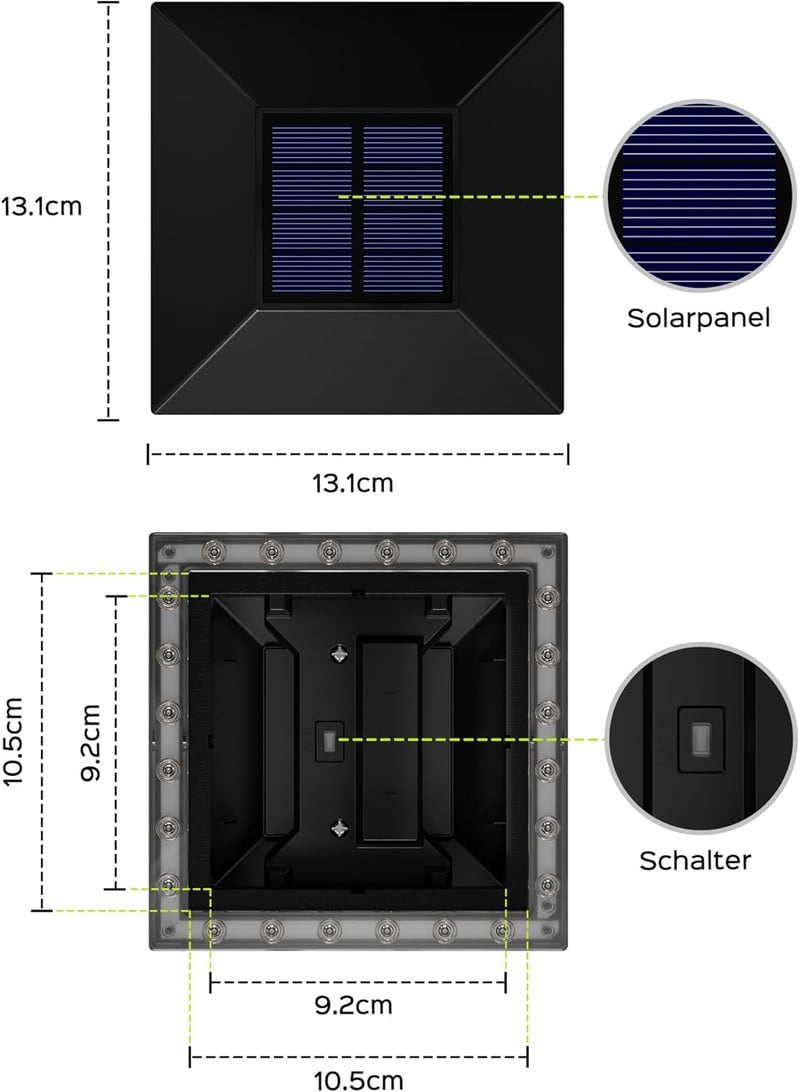 JACKYLED Szolár Kapu Sapka RGB 7x7-10x10 IP54 Vízálló 8db