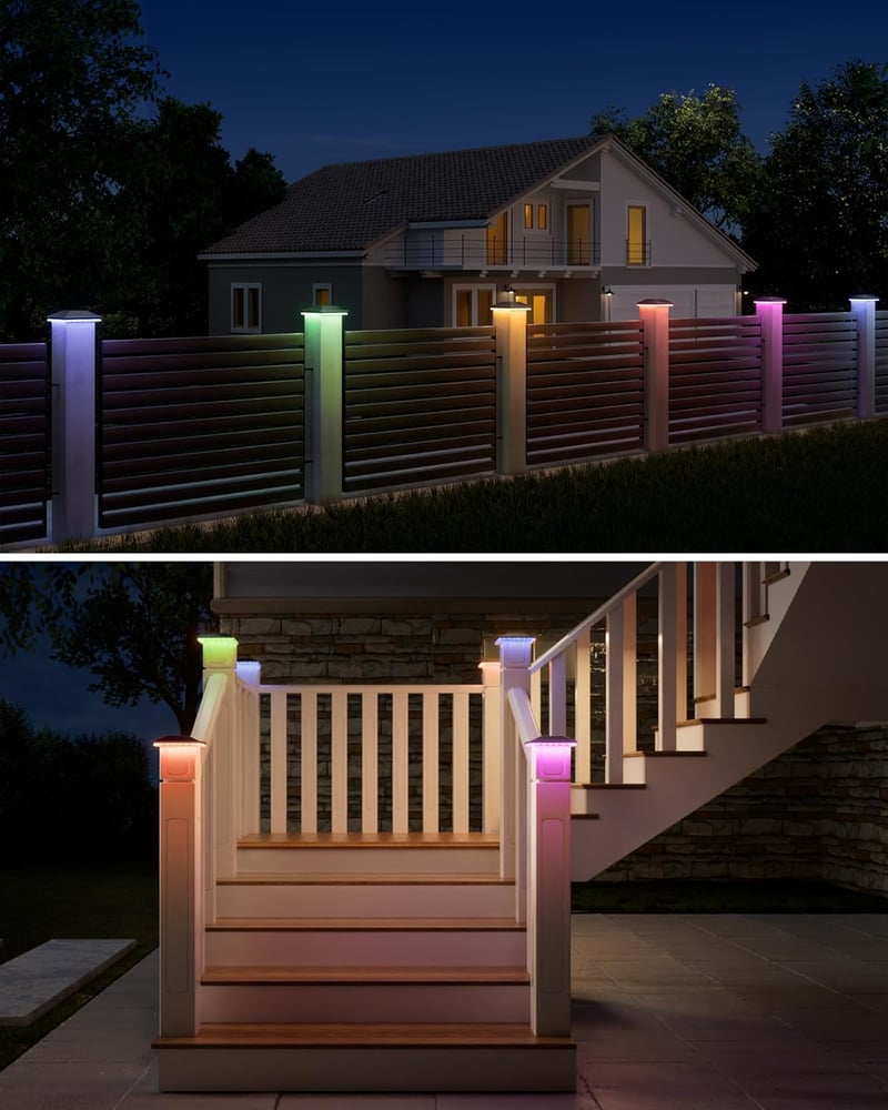 JACKYLED Szolár Kapu Sapka RGB 7x7-10x10 IP54 Vízálló 8db