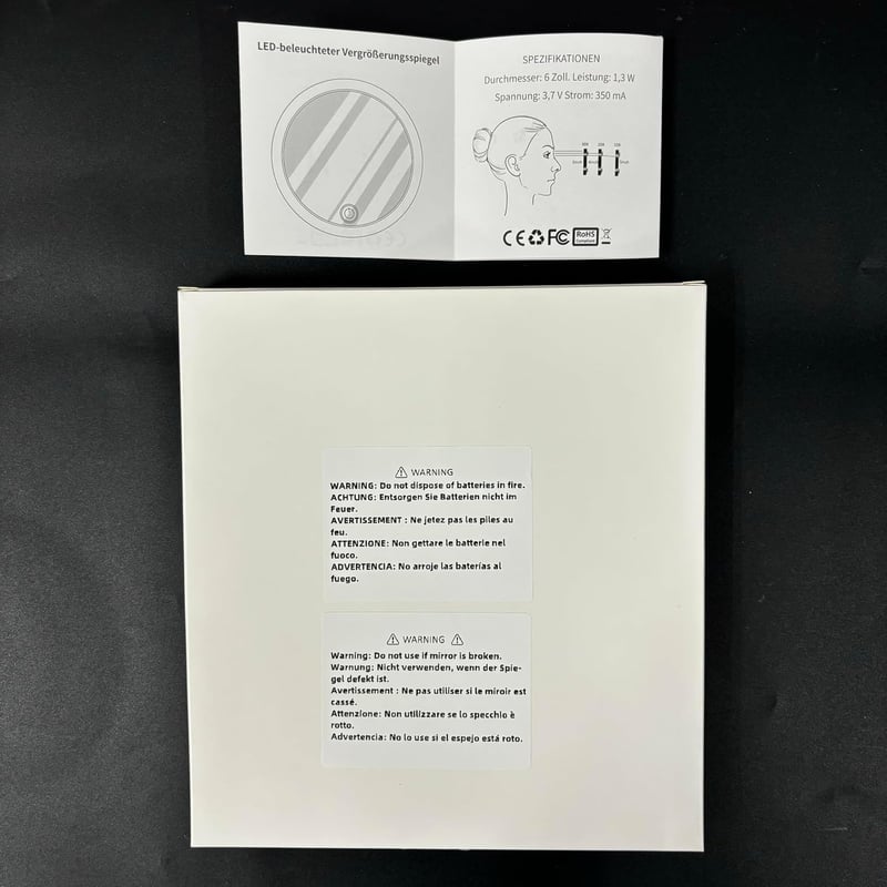 Jadazror 20x Nagyítós Utazó Sminkespegel LED Világítással 15cm