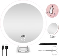 Jadazror 20x Nagyítós Utazó Sminkespegel LED Világítással 15cm 1