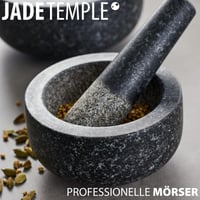 Mojar cu pistil din granit JADE TEMPLE – diametru 15,5 cm, înălțime 8 cm, set mojar din piatră gri 6