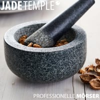 Mojar cu pistil din granit JADE TEMPLE – diametru 15,5 cm, înălțime 8 cm, set mojar din piatră gri 3