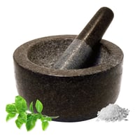 Mojar cu pistil din granit JADE TEMPLE – diametru 15,5 cm, înălțime 8 cm, set mojar din piatră gri 1