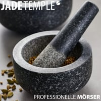 JADE TEMPLE Kamenná mažiar s tĺčikom, masívna žula, priemer 13 cm, výška 7 cm, sivá 2